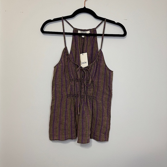 Joie Deandra Linen Striped Top - Lavender Mist Multi - Size S NWT - Picture 1 of 10